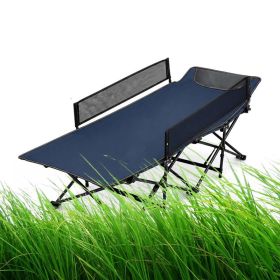 Portable Travel Kid Bed with Guardrail for Outdoor Indoor (Color: Navy, Type: Camping supplies)